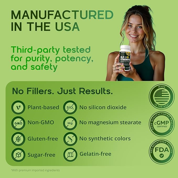 GLP-1 Supplement for Women & Men - Weight Management, Gut Health & Metabolism Support - Promotes Fat Burning & Lean Body Mass - Vegan, Gluten Free, Non-GMO - 60 Count