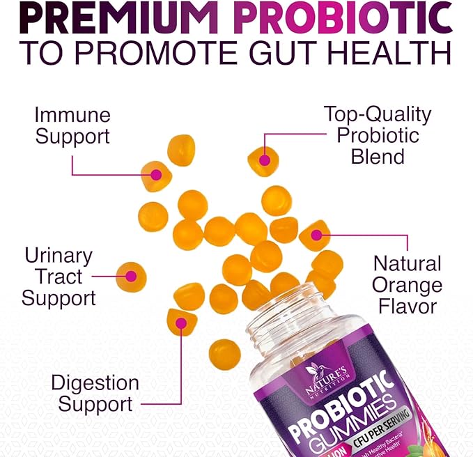 Probiotics for Digestive Health Gummies - 6 Unique Strains for Daily Immune Support & Gut Health, Supports Constipation, Gas & Bloating - Best Probiotic Supplement Gummy for Women & Men - 120 Gummies