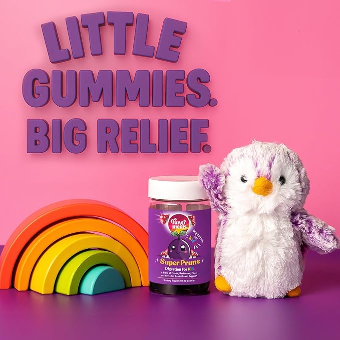 Fungiments Super Prune Kids - Great for Constipation Relief - Mushroom Supplement - Turkey Tail Mushrooms, Fiber, Rhubarb, Prunes, Ginger, Chamomile (30 Mushroom Gummies)