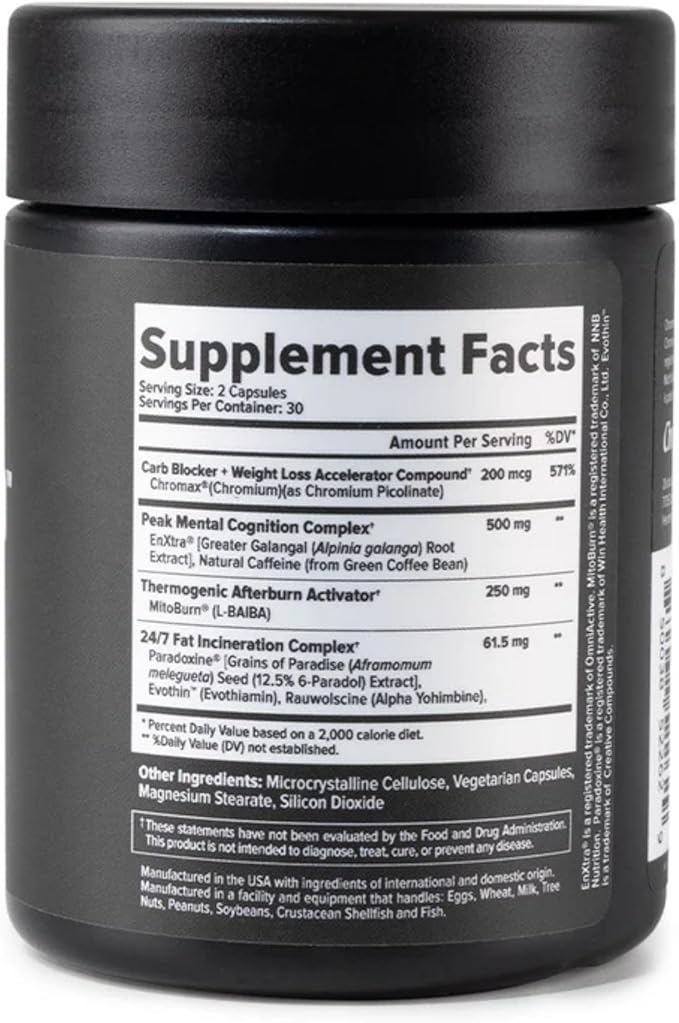 Inno Shred Inferno Thermogenic Fat Burner for Men & Women - Appetite Suppressant, Energy & Metabolism Support with MitoBurn, Paradoxine, Chromax, Green Tea - 60 Capsules, 30 Servings
