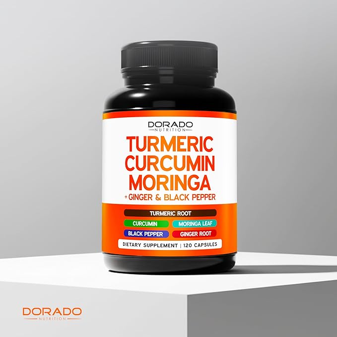 Turmeric Curcumin Supplement with Black Pepper, Ginger, Moringa (Made with 95% Curcuminoids) Third Party Tested, Non-GMO, Gluten Free - USA Made - (120 Capsules)