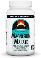 Source Naturals Magnesium Malate, Support Muscles and Energy Production* - 3750 mg per Serving - 100 Capsules