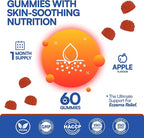 Sugar Free Eczema Treatment Gummies - USA Made - 50+ Vitamins & Probiotics for Clear, Hydrated Skin - Soothes Itching, Calms Redness & Boosts Skin Health (60 Gummies)