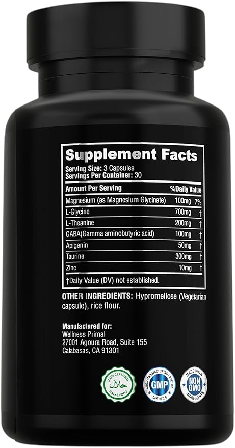 Melatonin Free Sleep Aid Supplement for Longer, Restful Sleep & Stress Relief w/Magnesium, GABA, L-Glycine, L-Theanine, Apigenin, Taurine & Zinc (180 Vegan Capsules) (2)