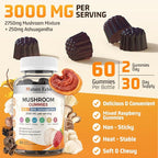 15 in 1 Mushroom Complex Gummies & Ashwagandha Gummies 3000 mg - Lions Mane, Reishi, Turkey Tail & More | Mushroom Supplement for Cognitive Function, Focus & Memory | Raspberry Gummies| Sugar-Free