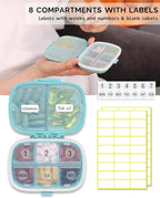 MEACOLIA 3 Pack 8 Compartments Travel Pill Organizer, Daily Pill Case Small Pill Box for Pocket Purse, Portable Pill Container Medicine Vitamin Organizer (Blue, Green, Khaki)