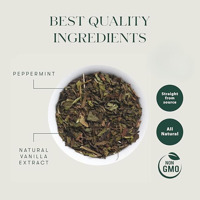 Luxmi Estates Peppermint Vanilla Tea 25g/0.88oz (12 Cups)|Natural Sweetness of Vanilla, Peppermint for Digestion