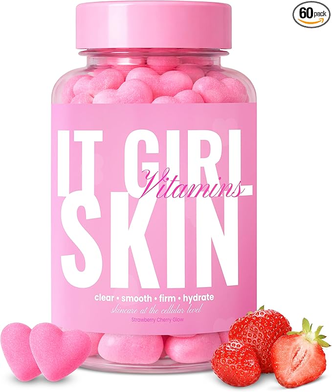 Skin Gummies for Women & Teens – Beauty Vitamin Gummy with Sea Moss, Multi Collagen Peptides, CoQ10, Retinol, Vegan Colostrum, L-Glutathione & Antioxidants for Hydrated, Clear, Acne Free, Glowing Skin