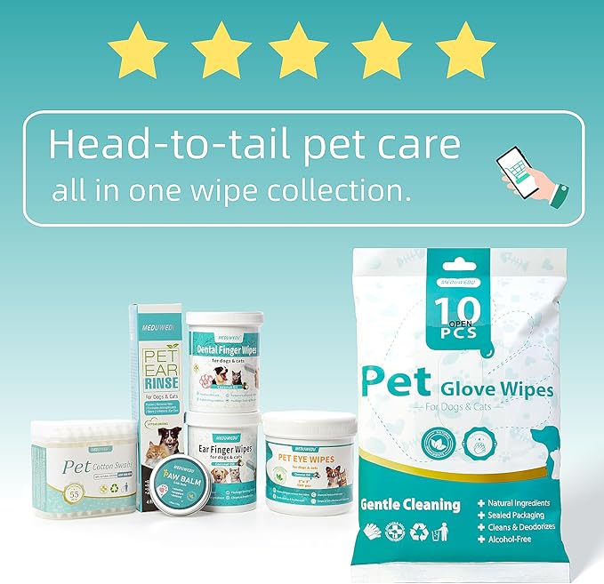 Eyes Wipes for Dogs & Cats 220 Counts, Grooming Kit Care for Dogs and Cats, Prevent Tear Stains, Eye Debris, Discharge, Mucus Secretions,Coconut Scent