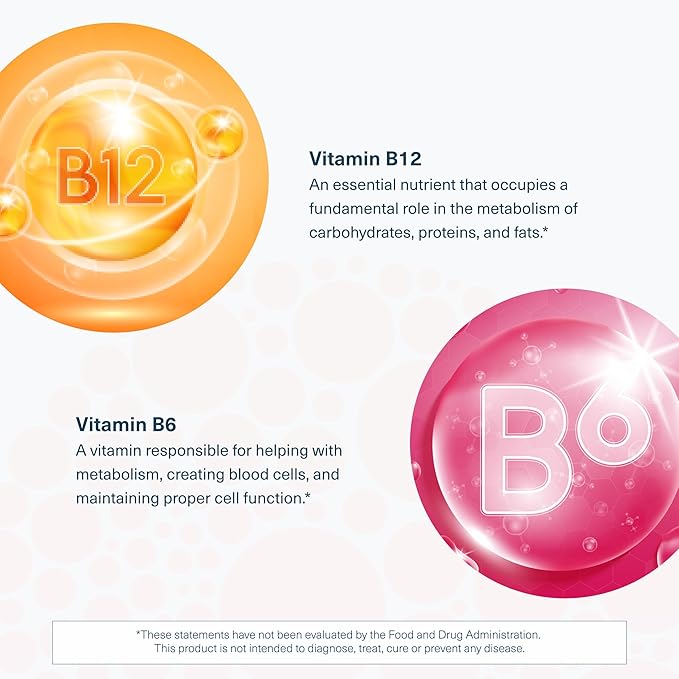 Youtheory B12B6 Gummies - Vitamin B12 & B6 - Supports Mood, Nervous System & Metabolism* - Aids Memory & Stress Management* - Sugar Free - No Dairy, Soy or Gluten - 60 Gummies (60 Servings)*