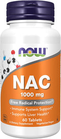 Now Foods Supplements, NAC (N-Acetyl-Cysteine) 1,000 mg, Free Radical Protection*, 60 Tablets