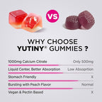 Calcium Citrate Filled Gummies, Extra Absorption Calcium Citrate 1000mg with Vitamin D3, K2 & Magnesium, Chewable Supplement for Bone, Muscle Health, 60 Count