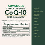 Nature's Bounty Advanced Triple Absorb Co Q-10, Heart Health, Rapid Release Softgels, 90 Ct