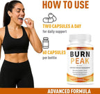 (3 Pack) Burn Peak Capsules - Official BurnPeak Weight Pills Advanced Premium Support, All Natural Burn Peak Pink Salt Trick Supplement for Overall Health & Wellness Reviews, 180 Capsules for 3 Months