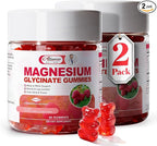 2pack Magnesium Glycinate Gummies 600mg for Sleep & Calm, Sugar Free Magnesium Gummies for Adults with Vitamin D3, Tart Cherry & Chamomile,Clump-Resistant Formula, Third-Party Tested, 120 Count