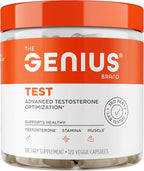 Genius Test, Advanced Testosterone Booster for Men - Natural Stamina, Endurance, Energy & Strength Enhancing Supplement - Lean Muscle Builder, Brain & Libido Support Male Supplements, 120 Veggie Pills