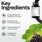 Ultra Max Natural Organic 4 in 1 Brain Supplements for Memory and Focus, Immune Support Anti-Aging Dietary Supplements