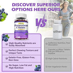 2 Pack Potassium Citrate Gummies, Potassium Supplement for Muscle Health, Leg Cramp Relief & Electrolyte Balance, Vegan, Non-GMO, Gluten-Free, Blueberry Flavor, 120 Count