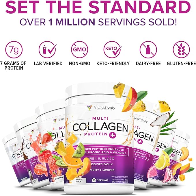 Multi Collagen Peptides Powder for Women - Hydrolyzed Chocolate Collagen Powder for Women with Types I II III V & X Vitamin C & Hyaluronic Acid for Hair Skin and Nails (Chocolate) - 25 Servings