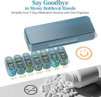 Betife AM PM Pill Organizer 7 Day, Weekly Pill Organizer 2 Times a Day, Daily Pill Box AM PM, Portable Travel Medicine Case, Day Night Pill Container for Medication, Vitamin or Supplement（Ocean Blue）