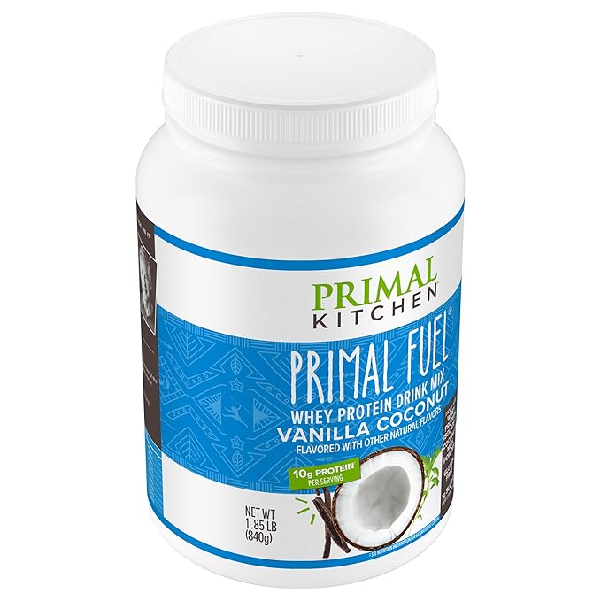 Primal Kitchen Primal Fuel Vanilla Coconut Whey Protein Drink Mix, Gluten and Soy Free, 1.85 Pounds
