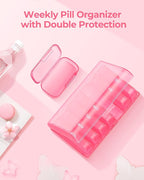 AMOOS Enlarged Weekly Pill Organizer, 7 Day Pill Box Cases Easy to Open, BPA-Free Medicine Organizer with 7 Inner Separate Pill Container for Vitamins, Fish Oils, Supplements