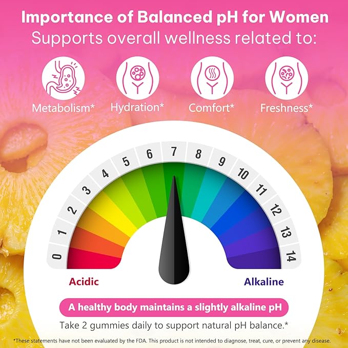Feminine Probiotics Gummies with Slippery Elm | Pineapple Gummies for Women ph Balance, Vaginal Probiotics Supports Flora, Gut Health & Immune System, Prebiotics & Lactobacillus Blend | 60 Gummies