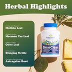 RidgeCrest Herbals SinusClear, Complete Formula for Sinus and Nasal Health with Mullein Leaf, Bromelain, Vitamin C, and Zinc, for Healthy Mucus, Immune & Respiratory Support, (60 Veg Caps, 30 Serv)