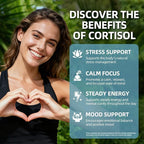 Cortisol Supplement for Women and Men, 4-in-1 Cortisol Reducer with Magnesium Glycinate, Ashwagandha, Phosphatidylserine, L-Theanine, for Relaxation & Calm Support, 90 Veg Caps