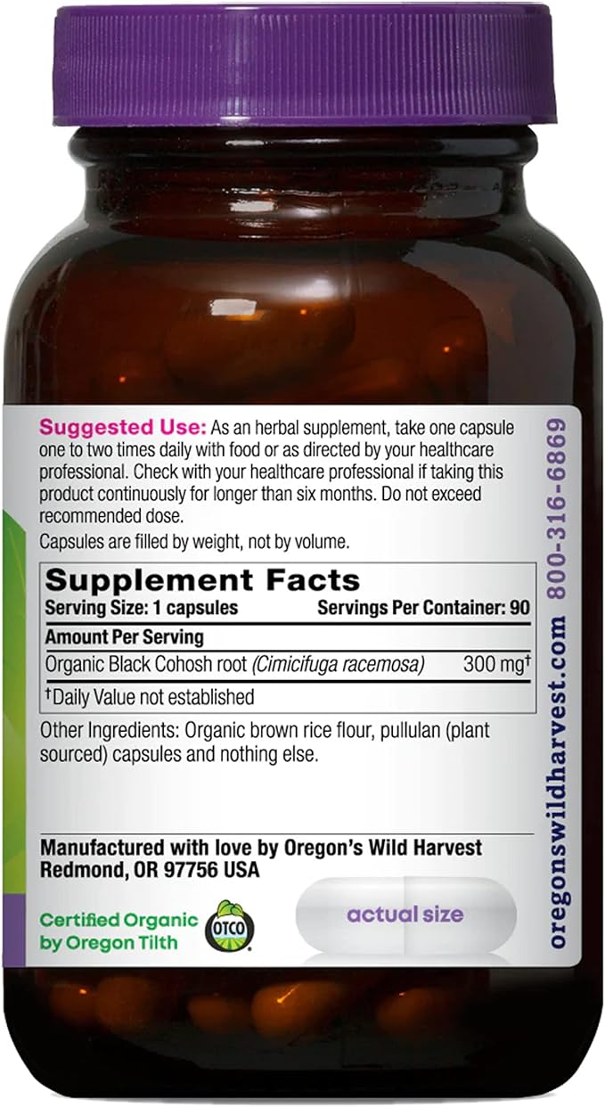 Oregon's Wild Harvest Black Cohosh Organic Herbal Supplement, 90 Count