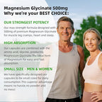 Magnesium Glycinate Supplement 500mg, High Absorption Dietary Supplement Softgels for Sleep, Muscle, Heart Support, Gluten Free, Non GMO, 180 Capsules, 90 Day Supply