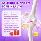 Calcium Citrate Gummies 1200mg Calcium Gummies for Women & Men, Chewable Calcium Supplements Support Immune Health & Bone Strength, Vegan/Sugar-Free/Gluten-Free, Raspberry Flavor 60 Count