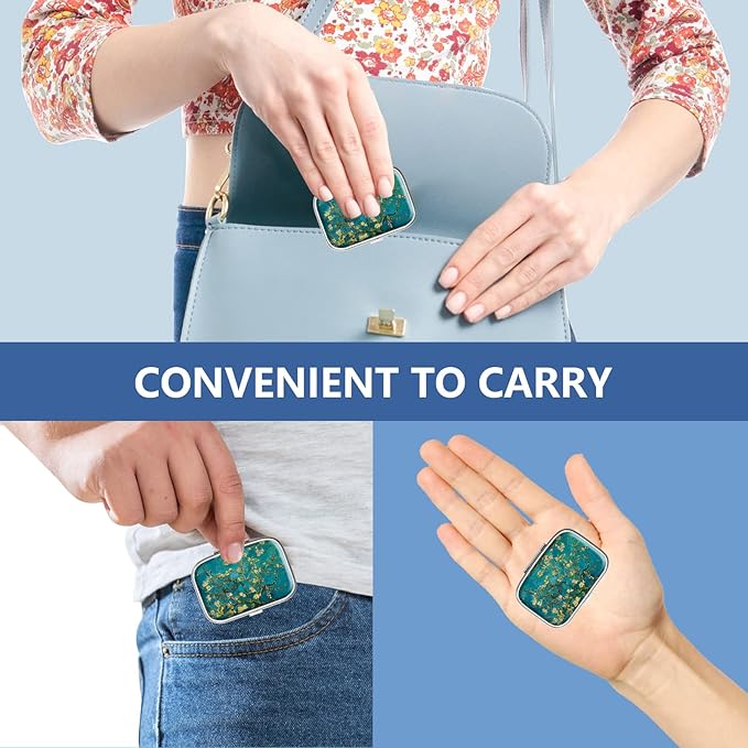 Pill Box 2 Compartment Small Pill Case,Portable for Pocket or Purse Pill Organizer Pill Container Holder to Hold Vitamins, Medication, Fish Oil and Supplements(Mountain)