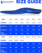 WalkHero Arch Support Insoles - Plantar Fasciitis Insoles, Total Support Relieve Foot Pain and Heel Pain,Work Boots, Walking Shoes,Causal Shoes Mens 7-7.5 | Womens 9-9.5