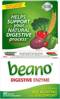 Beano Digestive Enzyme, Preventive Gas Relief for Adults, Helps Prevent Gas & Bloating, 100 Tablets