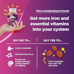 Natural Multivitamin Iron Gummies for Adults - Adult Gummy Vitamins with Iron and Energy Boost B Complex Vitamins - Gummy Supplement and Mental Clarity Focus Multivitamin - 60 Count