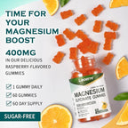 Magnesium Glycinate Gummies 1000mg - Sugar Free Magnesium Potassium Supplement with Vitamin D, B6, CoQ10 for Calm Mood & Sleep Support - 60 Orange Gummies