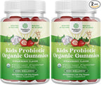 USDA Organic Probiotic Gummies for Kids - Vegan Non-GMO Kids Probiotic Gummy Vitamin for Immunity and Digestive Health - Gentle 2.5B CFU Organic Probiotics Strawberry Flavor 60 Count (Pack of 2)