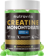 Nutravita NSF Certified Creatine Gummy - Creatine Monohydrate Gummies for Men & Women-5g of Creatine Monohydrate per Serving - Sugar Free,Vegan, Apple Flavor, 120 Count