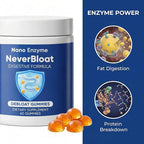 Nano Digestive Enzyme Gummies with Probiotics – NeverBloat Formula for Daily Digestive Support, Helps Relieve Bloating & Gas, Chewable Enzyme Complex - 60 Gummies