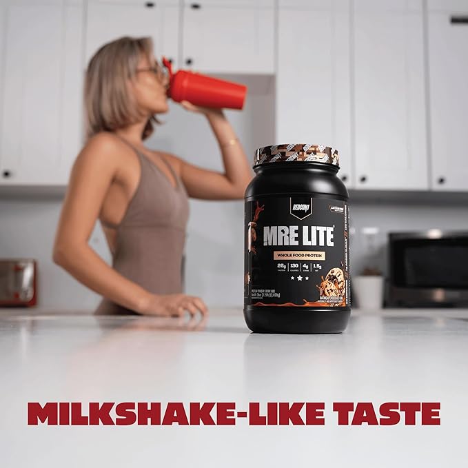 REDCON1 MRE LITE Whole Food Protein Powder, Oatmeal Chocolate Chip - Lactose Free Meal Replacement with Animal Protein Blends - Easy to Digest Formula - Only 4g Carb per Serving (30 Servings)