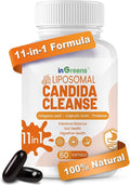 11-in-1 Candida Support Supplement, Antifungal Overgrowth, Intestinal Detox & Gut Health for Women & Men, Balance Probiotic, Natural Herbal Oregano & Caprylic Acid Softgels, 60 Count
