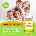 Calcium Magnesium Zinc Gummies with Vitamin D3 and K2, High Absorption Magnesium Glycinate Potassium for Immune and Calm Mood, Vegan Orange Flavor 120 Gummies