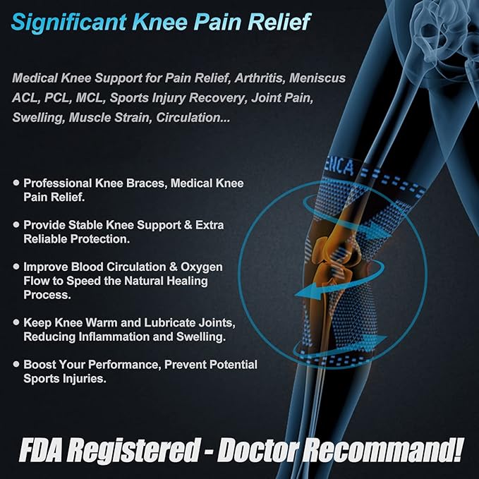 NEENCA Professional Knee Brace for Pain Relief, Medical Knee Support with Patella Pad & Side Stabilizers, Compression Knee Sleeve for Meniscus Tear, ACL, Joint Pain, Runner, Workout (Blue, X-Small)