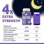 Melatonin Gummies 10mg 20mg for Adults Sugar Free, Extra Strength w/ L-Theanine, Ashwagandha, Magnesium, Turmeric, GABA, Lemon Balm and Chamomile for Healthy Circadian Rhythm, Vegan Grape Flavor, 60ct