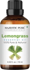 Majestic Pure Lemongrass Essential Oil - 100% Pure Lemongrass Oil for Aromatherapy, Massage & Topical Uses, Perfect for Diffuser & Essential Oil Diffuser - 0.33 fl. oz