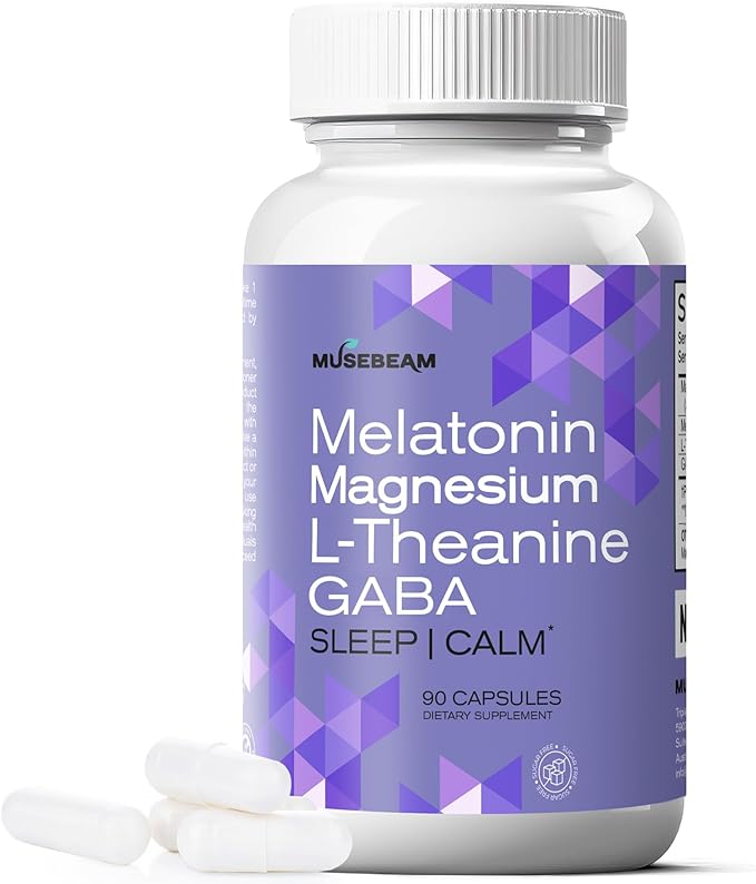 Magnesium Glycinate 275mg Melatonin 5mg L-Theanine 200mg GABA 100mg Capsules - Full Rest Nighttime Bedtime Support Supplement for Men Women - Vegan Sugar-Free Gluten-Free