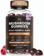 Effective Nutra Mushroom Gummies 2500mg - 10in1 Lion’s Mane, Reishi, Chaga, Cordyceps & More - Focus, Clarity, Memory, Immunity, Energy - Natural Raspberry Flavor, Vegan, Made in USA (90 Count)