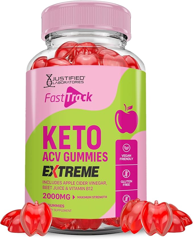 Fast Track Keto ACV Gummies Extreme 2000MG Fasttrack Keto Gummies Apple Cider Vinegar Formulated with Pomegranate Beet Juice Powder B12 Vegan Non GMO 60 Gummys