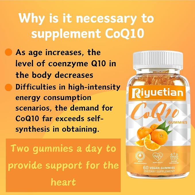 COQ10 Gummies - CoQ10 500mg + Omega-3 EPA/DHA + Magnesium Glycinate + Zinc Citrate, to Support Heart Health, Energy Production, Immune System & Mineral Absorption, 30 Servings
